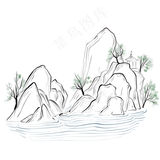 中国风线条山峰