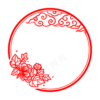 剪纸风花朵祥云PNG