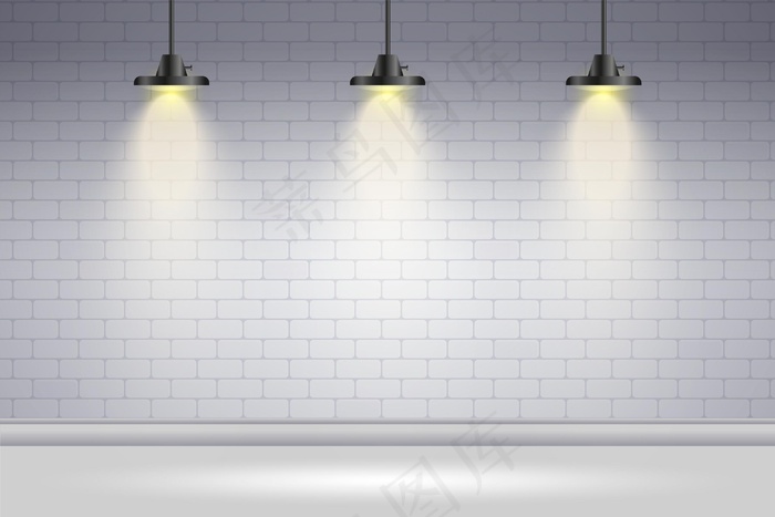聚光灯背景白砖墙