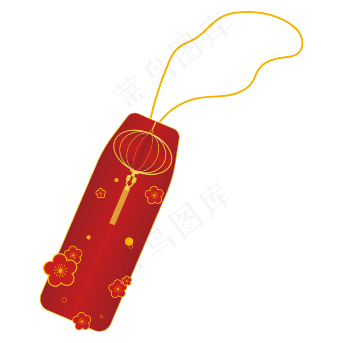 中式红梅灯笼红金喜庆书签