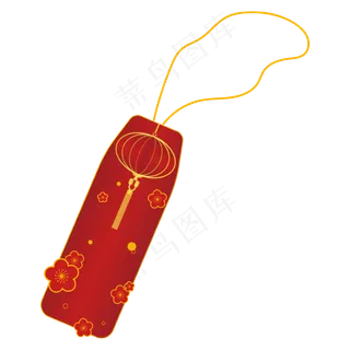 中式红梅灯笼红金喜庆书签