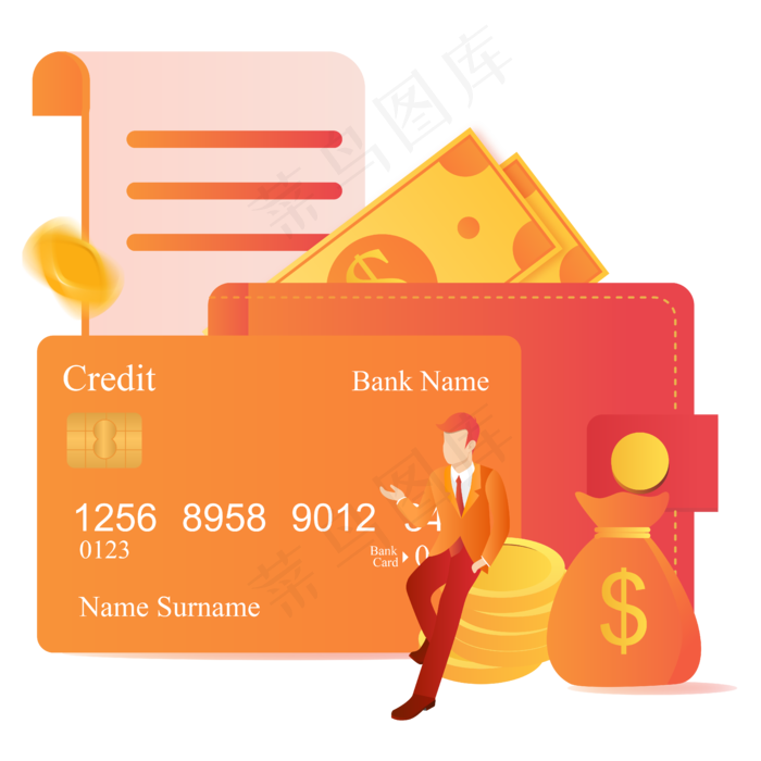 金融钱包矢量图