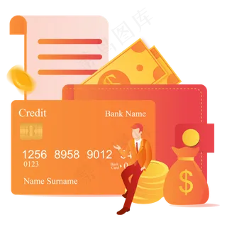 金融钱包矢量图