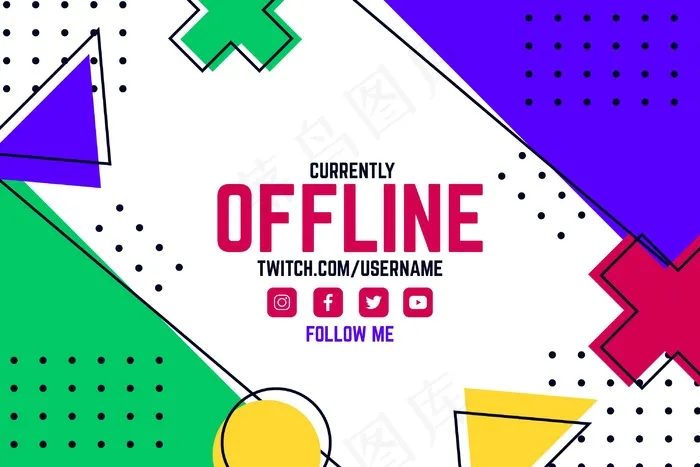 脱机twitch横幅banner模板eps,ai矢量模版下载