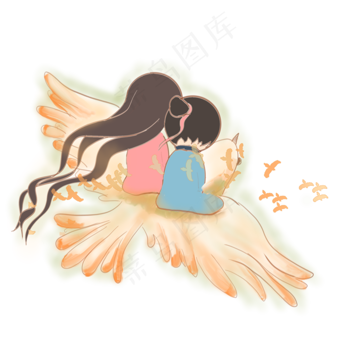 七夕情人节牛郎织女鹊桥相会PN