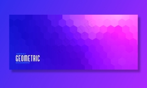 彩色几何六边形图案横幅banner