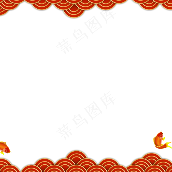 中秋节金鱼送祝福边框(2000*2000px 300 dpi )psd模版下载