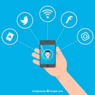 平面风格的社交媒体元素