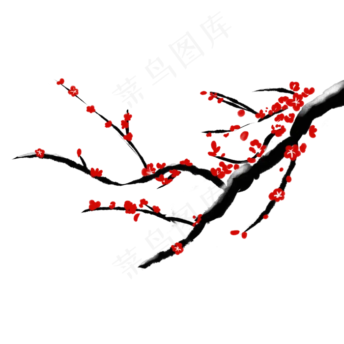 红色国潮梅花(2000X2000(DPI:300))psd模版下载
