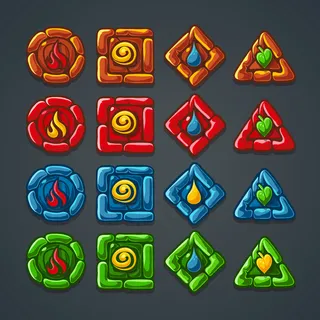 电脑游戏用的一套彩色石头按钮