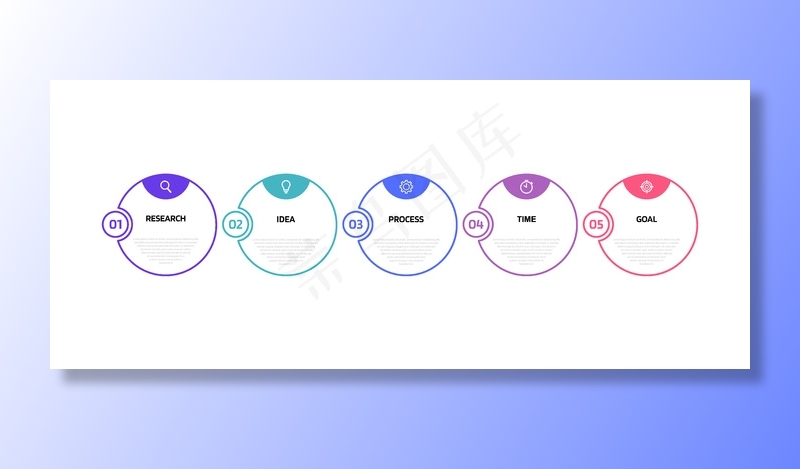 带有选项或步骤的业务流程信息图模板。细线。插图。