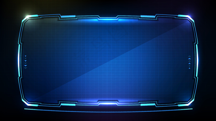 蓝色发光技术的未来感科幻框架hud ui