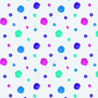彩色手绘水彩画圆点图案