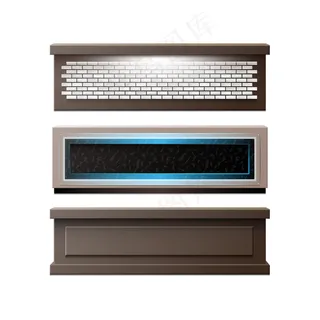 矢量设置不同装饰的酒吧柜台砖，木，背光前视图隔离在白色背景上