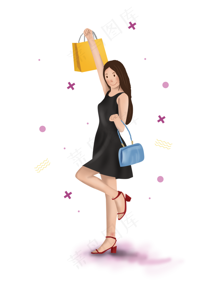 双十一购物节可爱女孩(3508X4961(DPI:300))psd模版下载