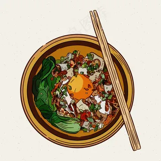 鸡蛋面，手绘素描矢量。