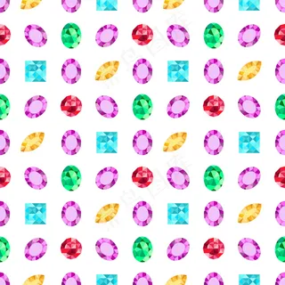 钻石或亮片无缝图案。宝石图案。插图。平面设计宝石。白色背景上孤立的明亮宝石。