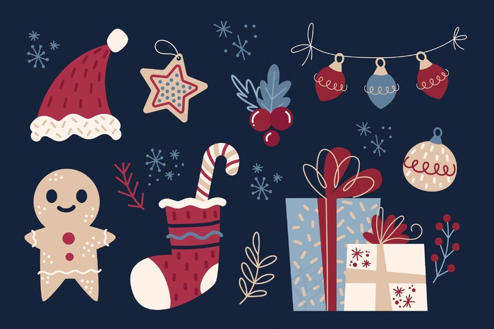 手绘圣诞快乐元素包