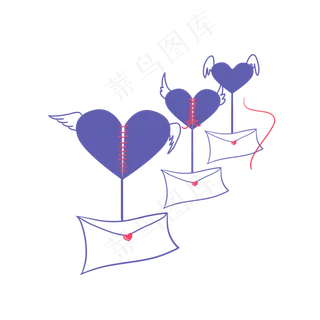 七夕爱心创意情书png下载