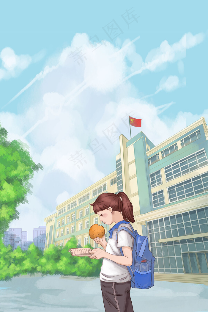 开学季蓝色学生学习教育补习读书学校补习班(3545*5315px 300 dpi )psd模版下载