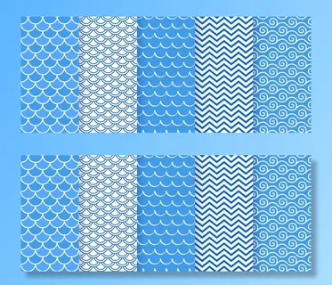 波浪形无缝图案。海洋几何图案。