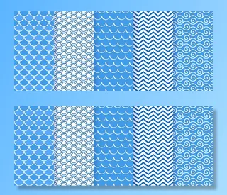 波浪形无缝图案。海洋几何图案。