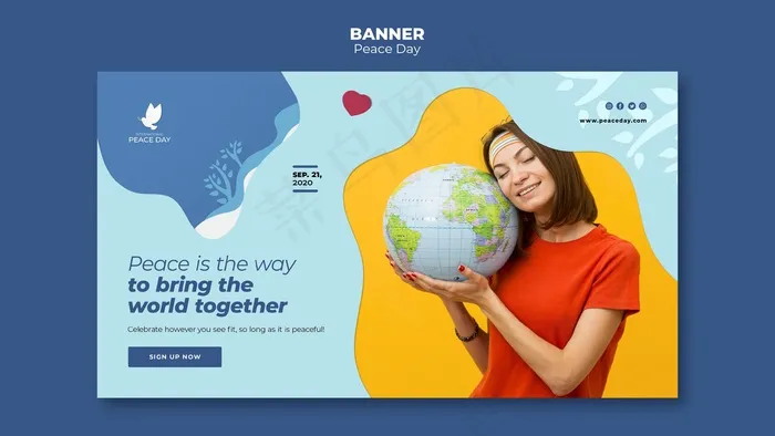 世界和平日横幅banner模板psd模版下载