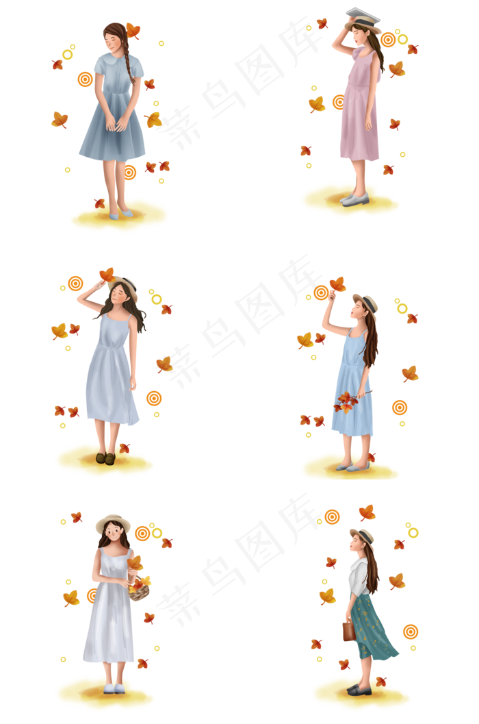 立秋秋天枫叶和女孩(2000X3020(DPI:300))psd模版下载