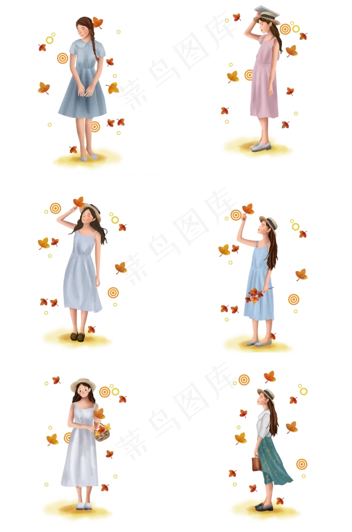 立秋秋天枫叶和女孩(2000X3020(DPI:300))psd模版下载