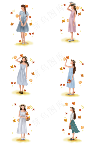 立秋秋天枫叶和女孩