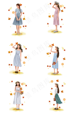 立秋秋天枫叶和女孩