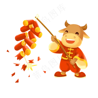 新年牛年放鞭炮