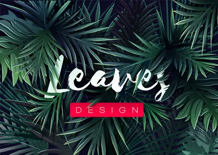 明亮的热带丛林植物背景。奇异的棕榈叶图案。