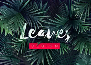 明亮的热带丛林植物背景。奇异的棕榈叶图案。