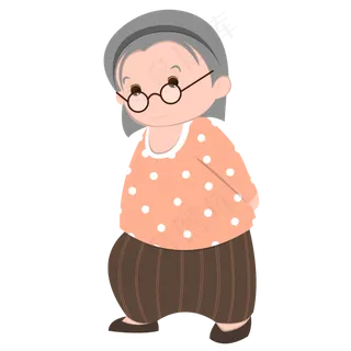 手绘矢量重阳节老奶奶人物形象透