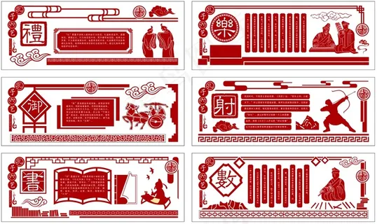 孔子六艺上墙文化 校园文化墙展板