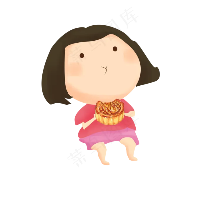 粉衣女孩吃月饼(2000X2000(DPI:300))psd模版下载