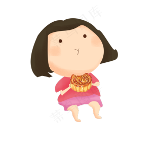 粉衣女孩吃月饼