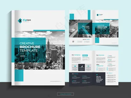 清洁公司双折商业手册设计模板a4格式。