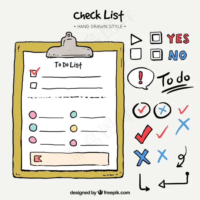 清单用手绘元素包eps,ai矢量模版下载