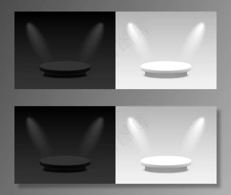 背景矢量三维黑暗和光明的讲台渲染。空的黑暗和光明的平台基座。矢量图解eps,ai矢量模版下载