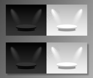 背景矢量三维黑暗和光明的讲台渲染。空的黑暗和光明的平台基座。矢量图解