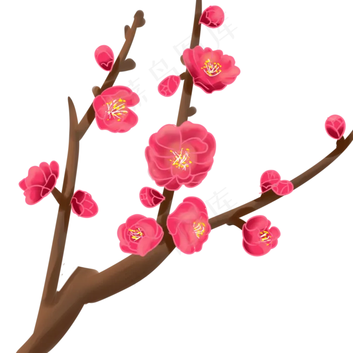 中国风复古红色梅花(2000X2000(DPI:299))psd模版下载