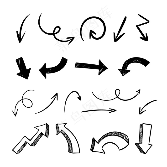 手绘极简箭头系列eps,ai矢量模版下载
