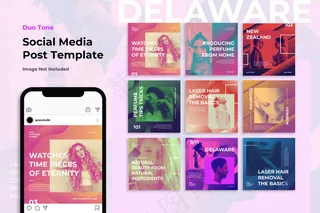 Duotone音乐时尚提示社交媒体横幅banner模板