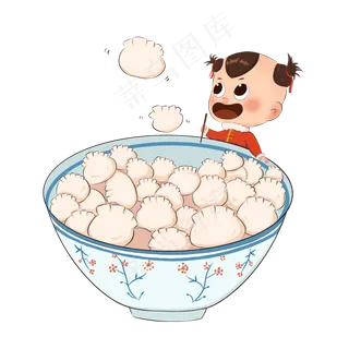 冬至吃饺子男孩