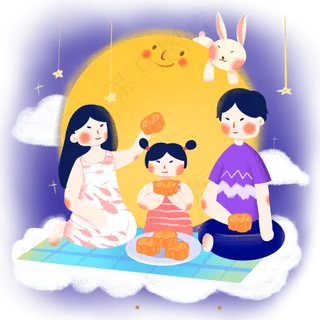 中秋温馨赏月八月十五吃月饼