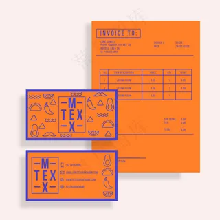 餐厅名片和发票模板