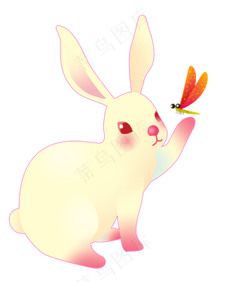 玉兔蜻蜓中秋节