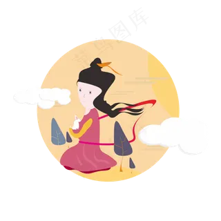 嫦娥卡通画装饰图案